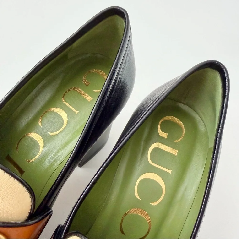 GUCCI | Horsebit Platform Loafer Pumps Houdan Block Heel Leather EU 36 - Picture 6 of 12